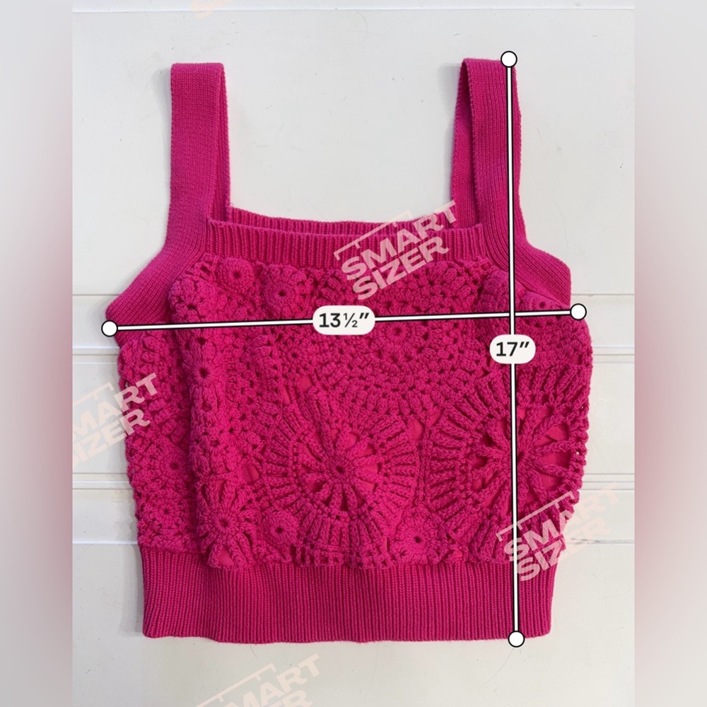 House of Harlow 1960 Women’s Sz S Pink Crochet Knit Sleeveless Crop Sweater Tank - Picture 4 of 6
